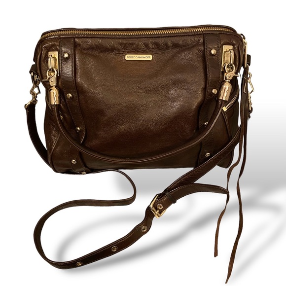 BROWN LEATHER REBECCA MINIKOFF PURSE - Picture 2 of 9